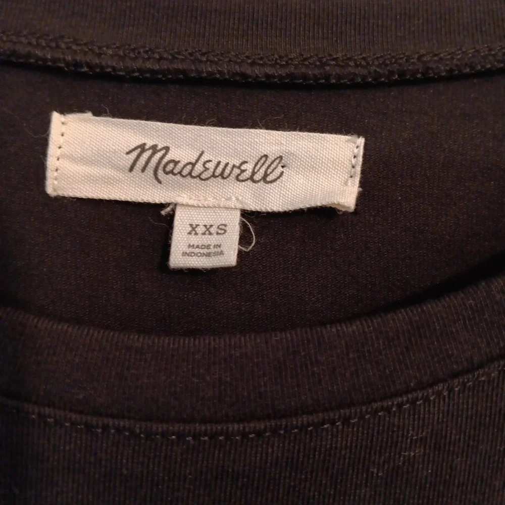 Madewell Women's Blouse Sz XXS  Black‎ Sheer Puff Short Sleeves